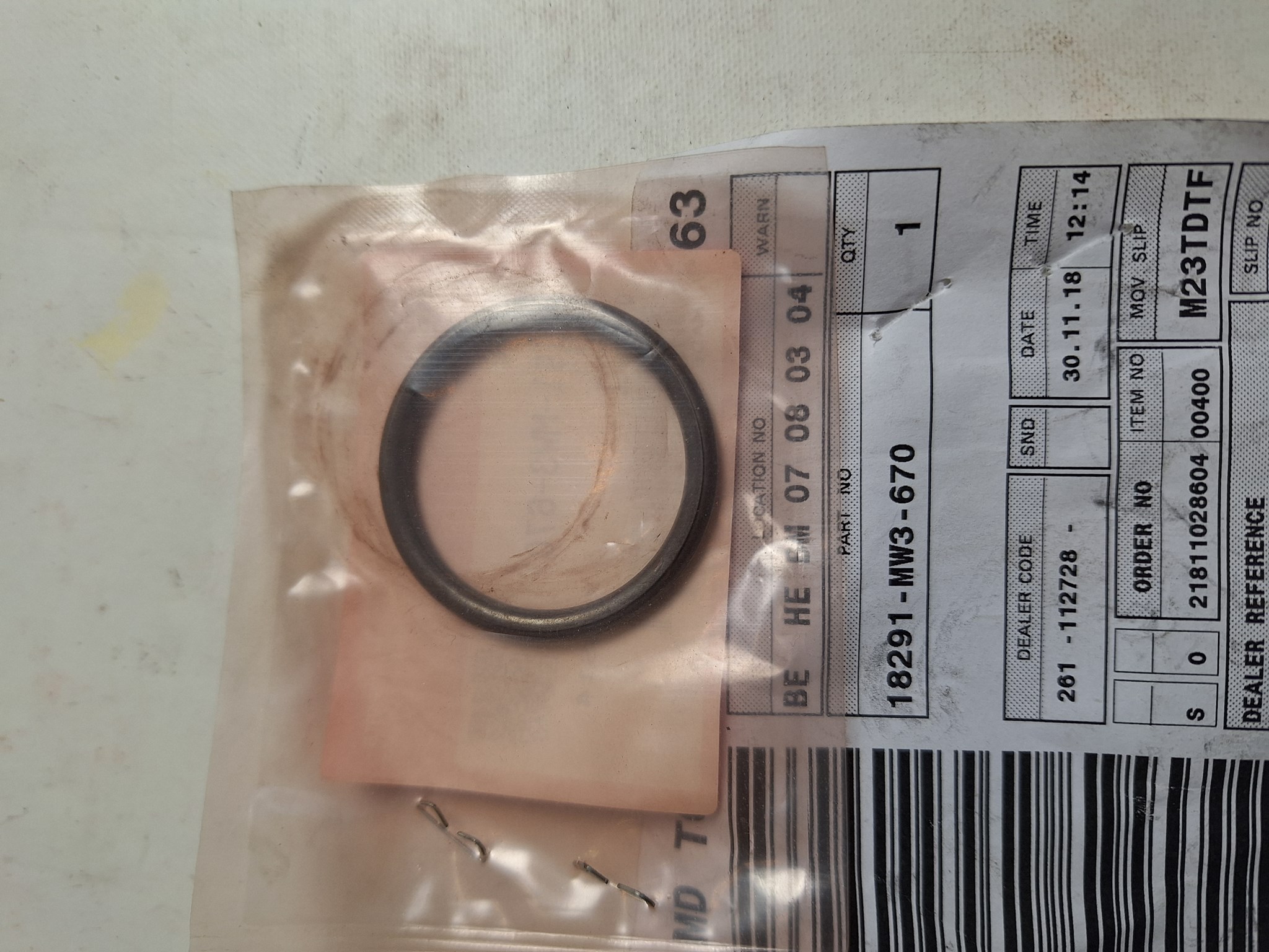 Picture of DICHTUNG SCHALLDAEMPFER  18291-MW3-670  CB 750-F2N-S
